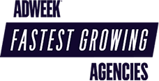 Adweek Fastest Growing Agencies" logo in dark blue and white text.