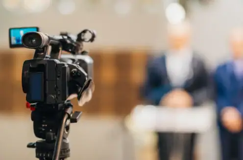 A camcorder for an interview.