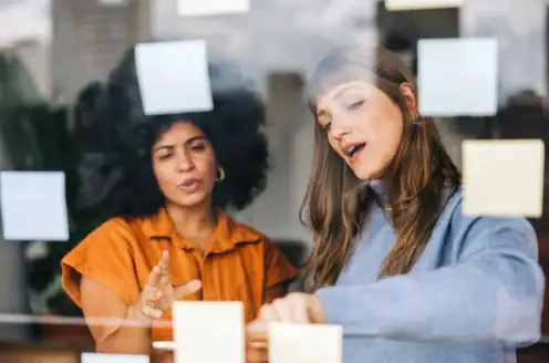 Two women having a discussion.